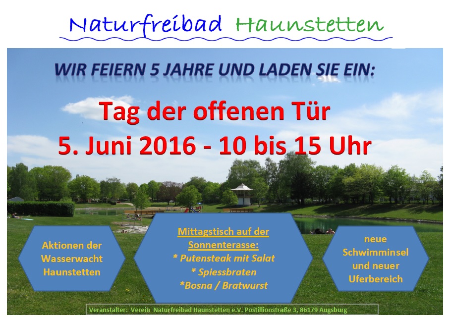 Tag der offenen Türe im Naturfreibad Haunstetten am 05.06.2016